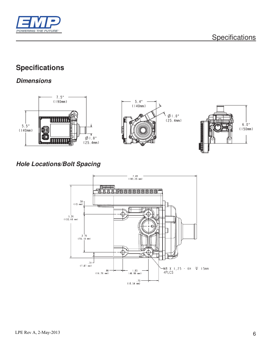 Specifications | Lingenfelter Stewart EMP High Volume Intercooler Pump E2512A & WP29 User Manual | Page 6 / 18