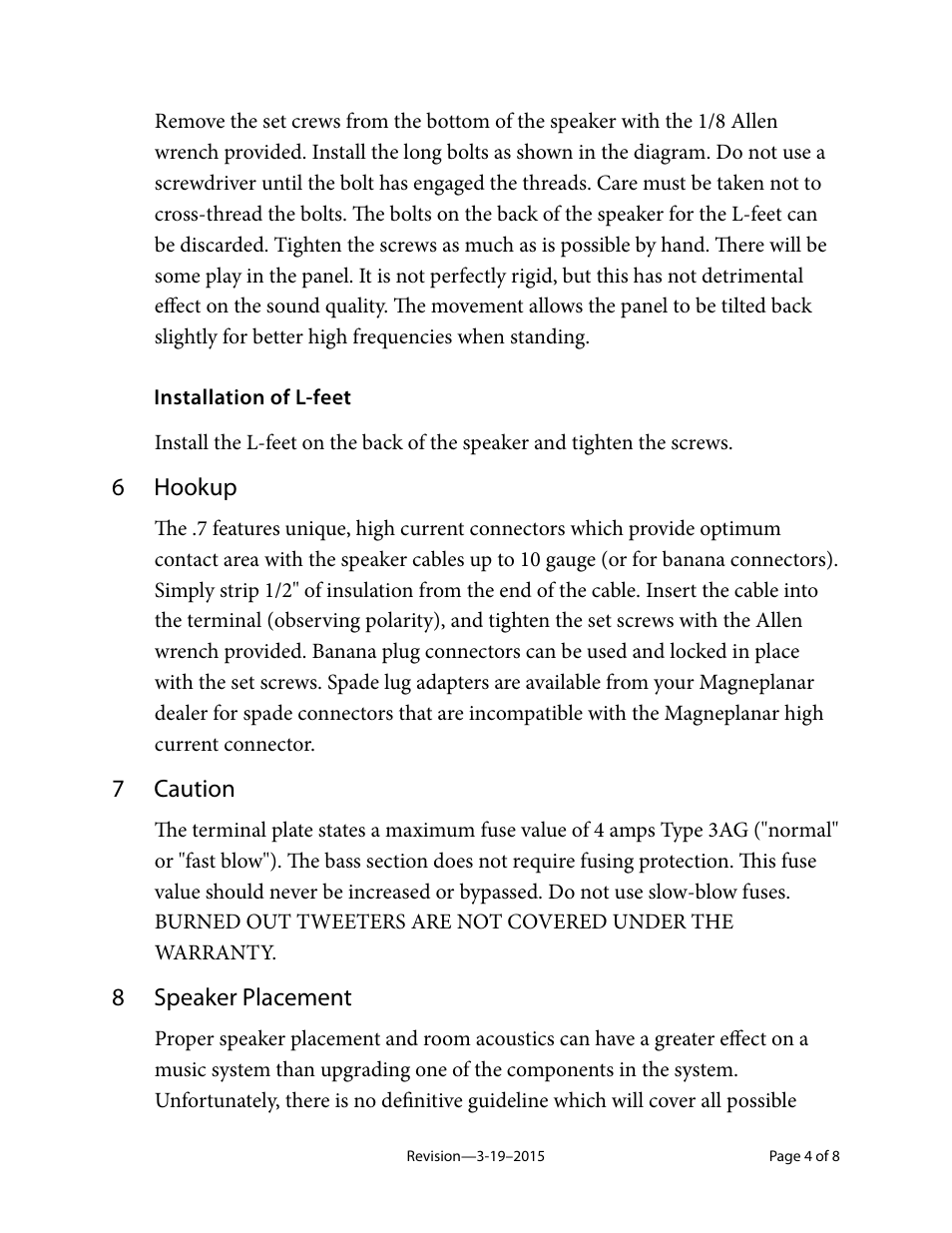 Magnepan MG .7 User Manual | Page 4 / 8