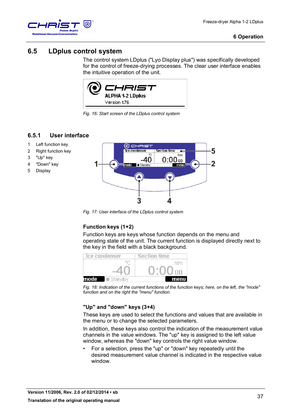 5 ldplus control system, 1 user interface | Martin Christ Alpha 1-2 LDplus User Manual | Page 37 / 96