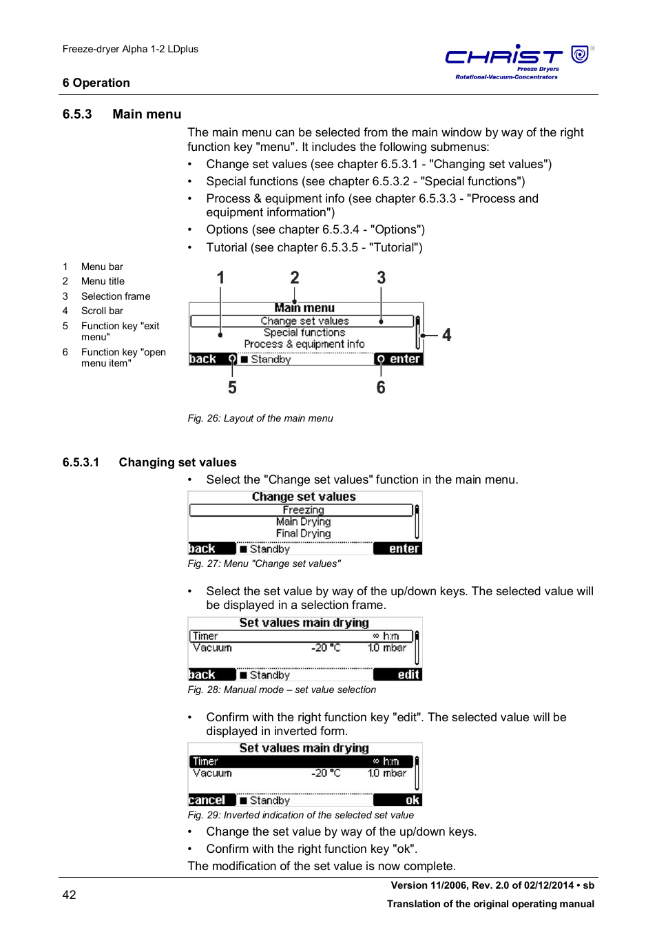 3 main menu | Martin Christ Alpha 1-2 LDplus User Manual | Page 42 / 96