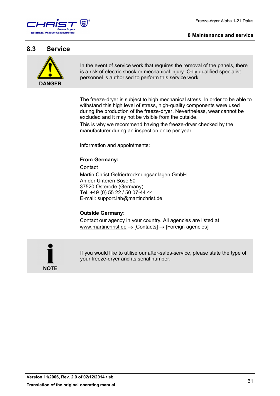 3 service | Martin Christ Alpha 1-2 LDplus User Manual | Page 61 / 96
