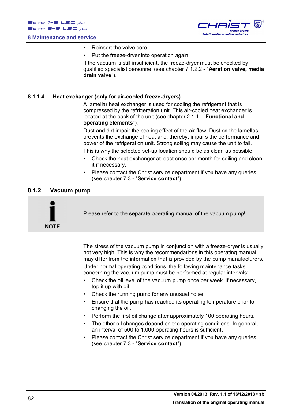 2 vacuum pump | Martin Christ Beta 2-8 LSCplus User Manual | Page 82 / 121