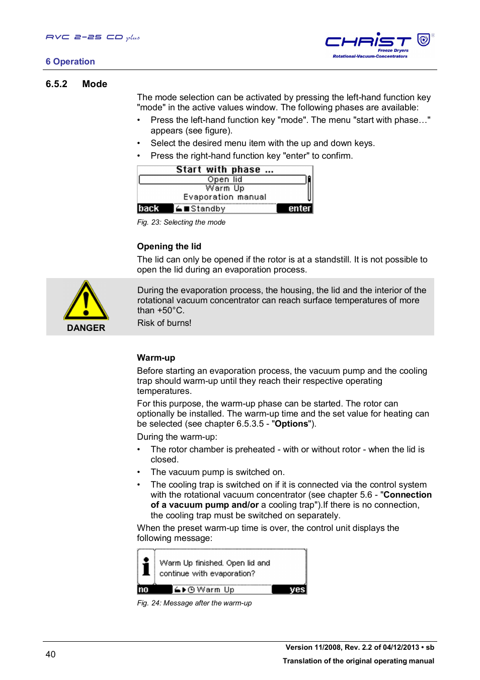 2 mode | Martin Christ RVC 2-25 CDplus User Manual | Page 40 / 86