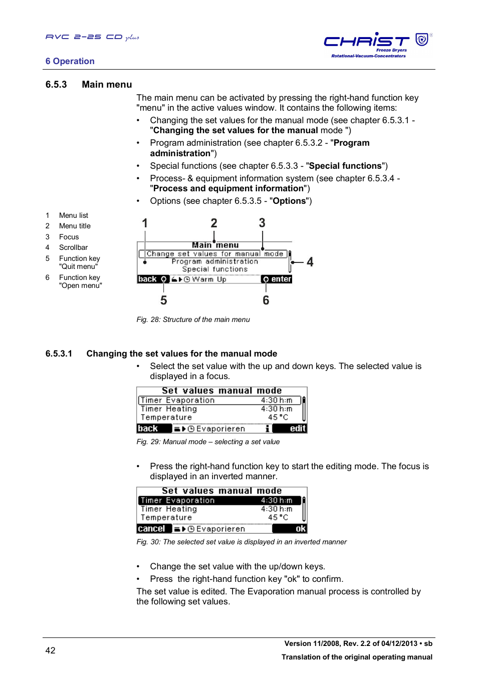 3 main menu | Martin Christ RVC 2-25 CDplus User Manual | Page 42 / 86