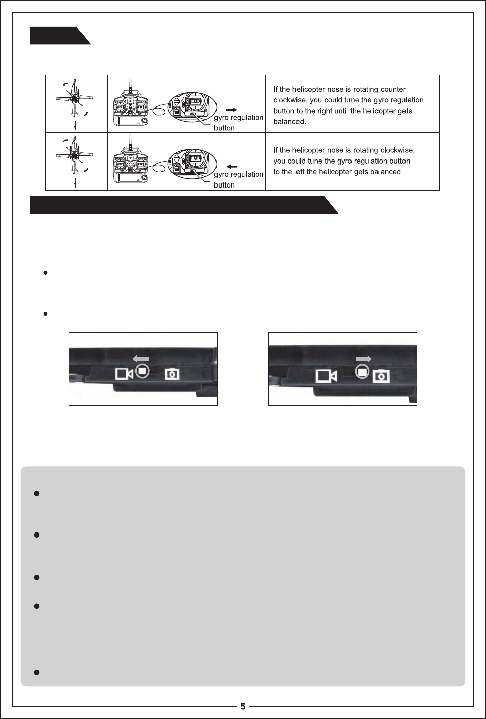 Hints, Videography and photography function | Meijiaxin Toys T41C User Manual | Page 5 / 6