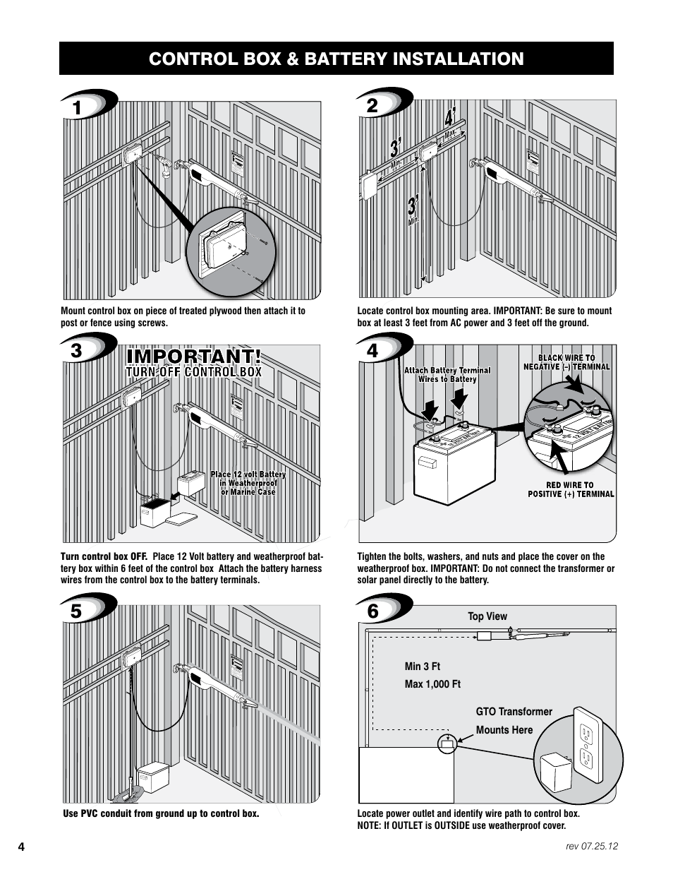 Control box & battery installation | Mighty Mule FM200 User Manual | Page 20 / 36