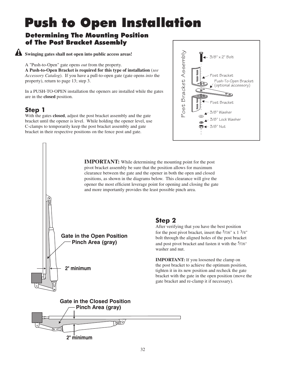 Push to open installation, Step 2 | Mighty Mule FM502 Green Board User Manual | Page 36 / 44