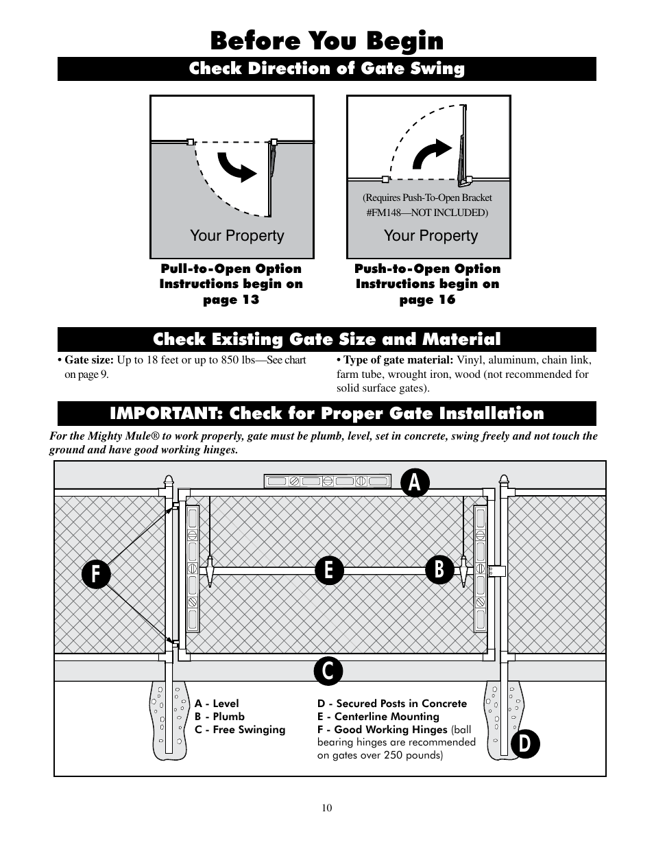 Before you begin | Mighty Mule FM500 Blue Board User Manual | Page 13 / 43