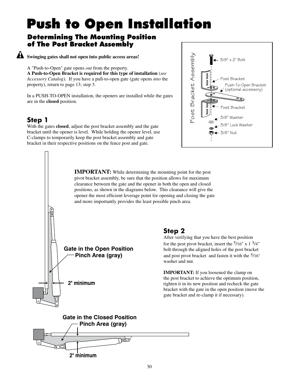Push to open installation, Step 2 | Mighty Mule FM500 Green Board User Manual | Page 34 / 42