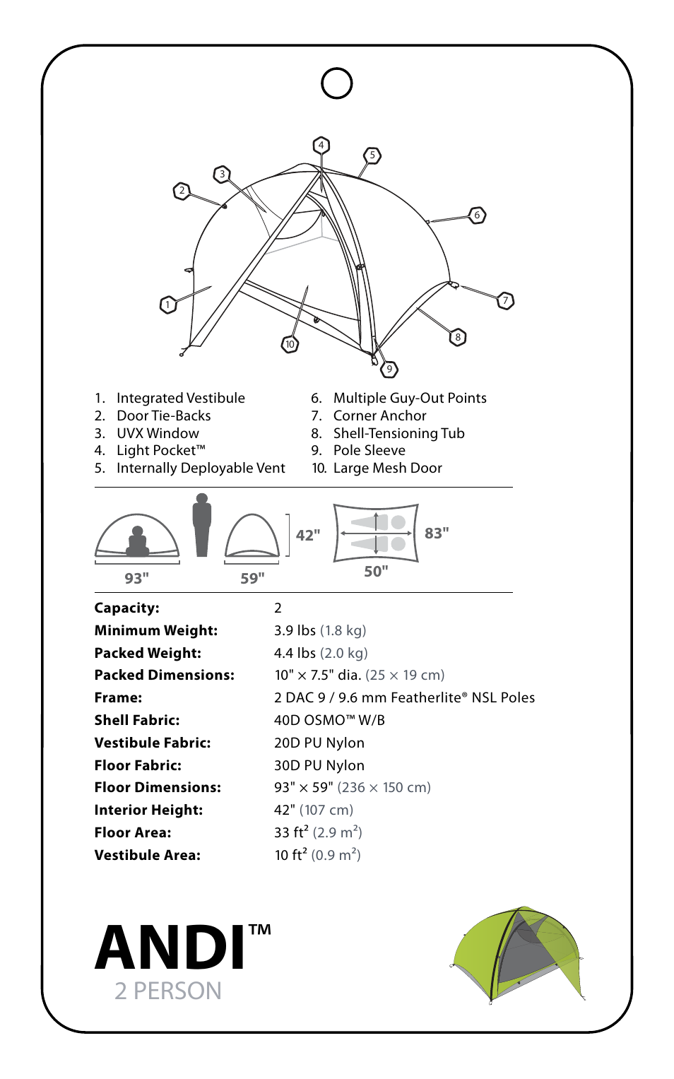 Andi, 2 person | NEMO Equipment AND User Manual | Page 3 / 9