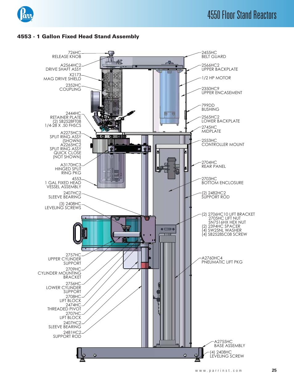 4550 floor stand reactors | Parr Instrument Series 4550 User Manual | Page 25 / 28