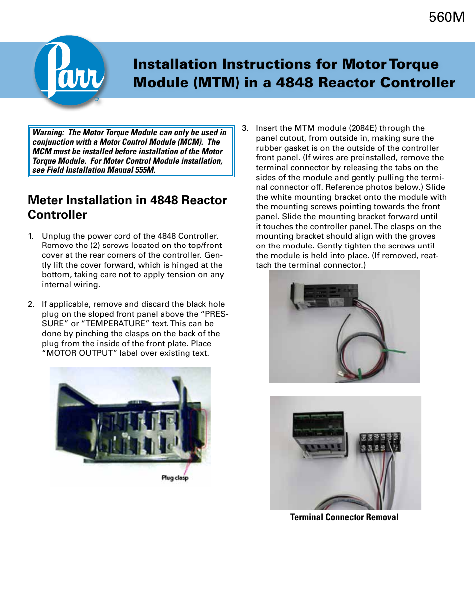 Parr Instrument MTM User Manual | 8 pages