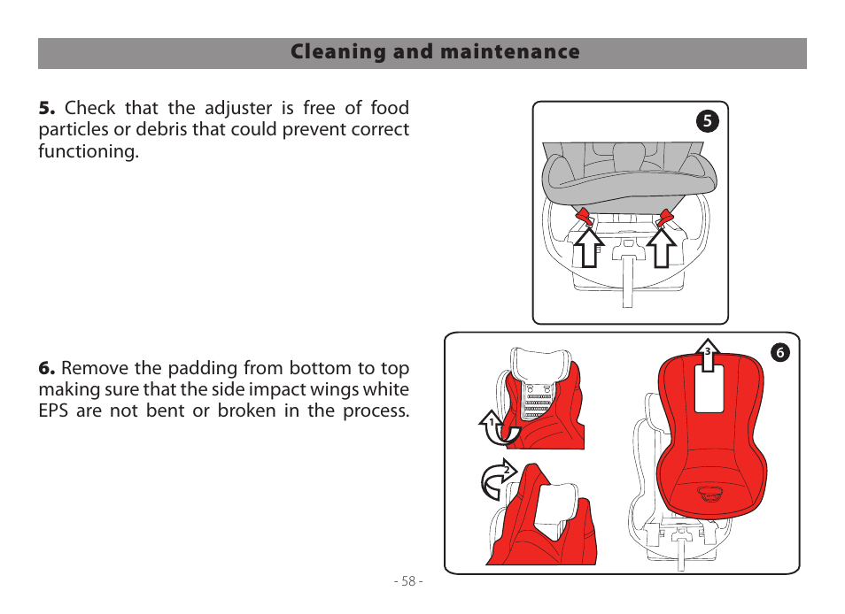 Cleaning and maintenance | Peg-Perego Primo Viaggio Convertible User Manual | Page 58 / 64