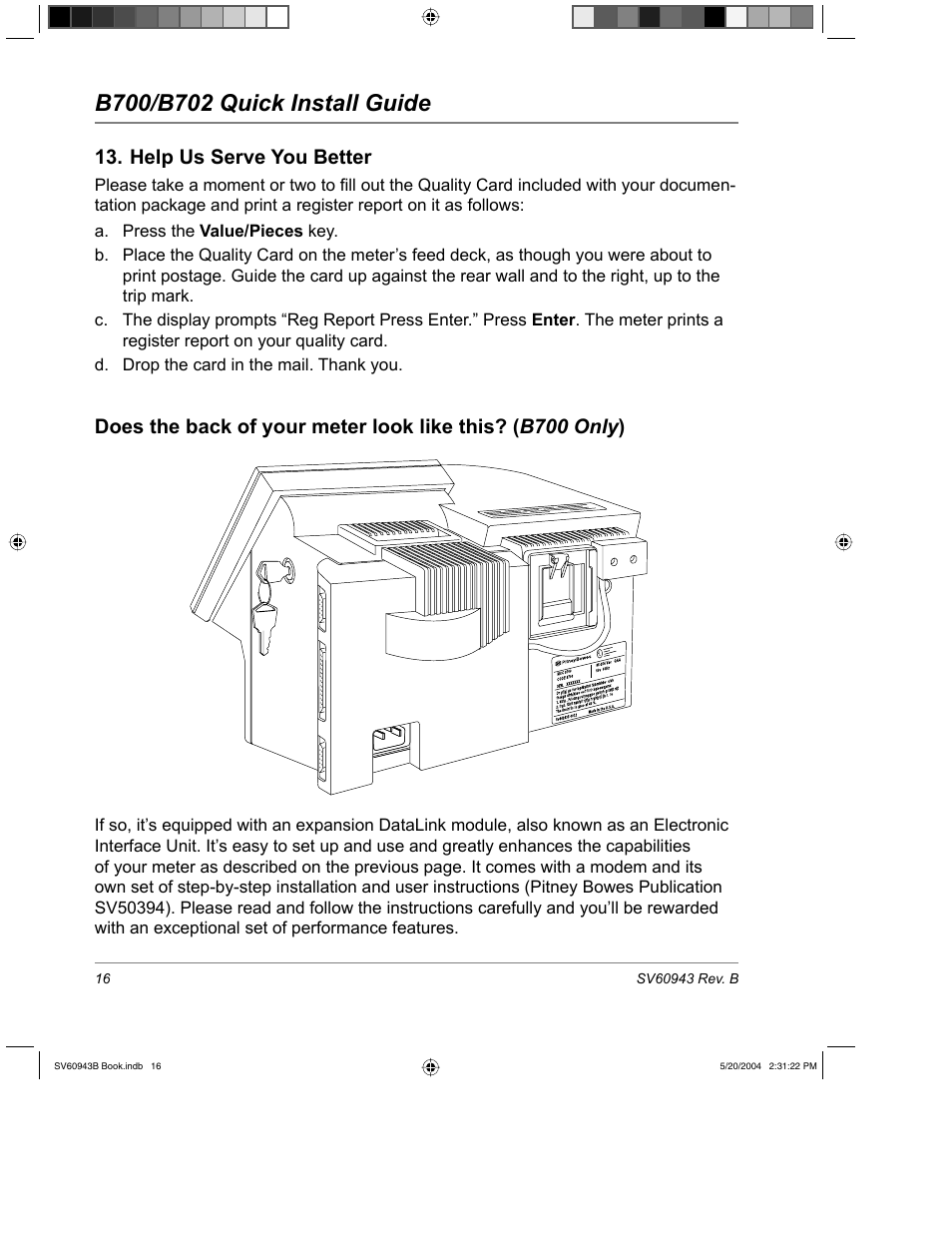 Help us serve you better | Pitney Bowes B700 User Manual | Page 17 / 18