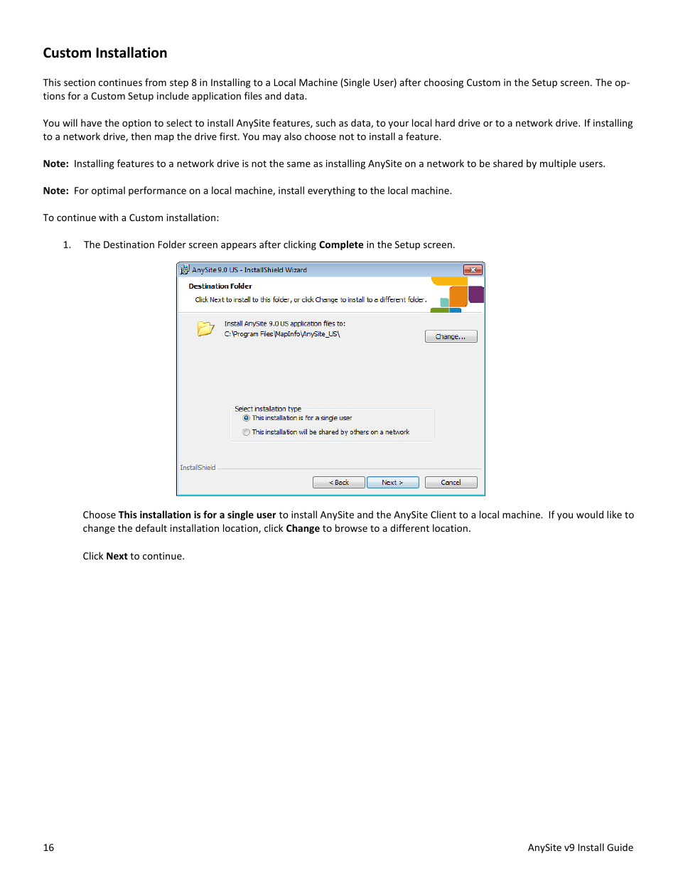Custom installation | Pitney Bowes AnySite User Manual | Page 16 / 45