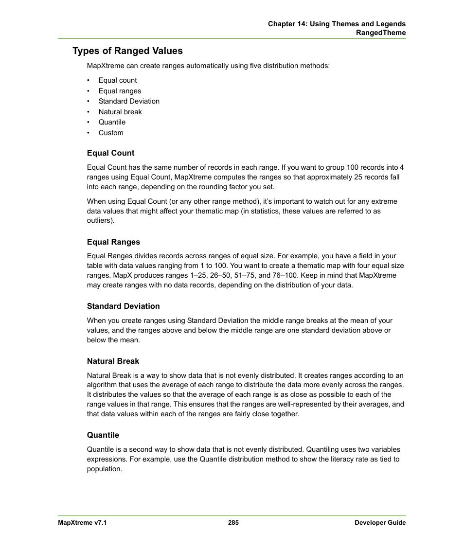 Types of ranged values | Pitney Bowes MapXtreme User Manual | Page 278 / 640