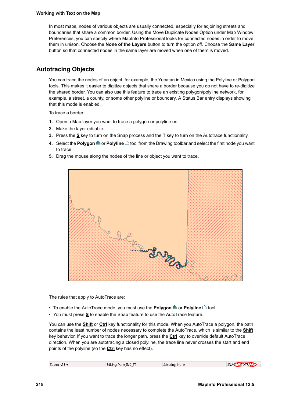 Autotracing objects | Pitney Bowes MapInfo Professional User Manual | Page 218 / 540