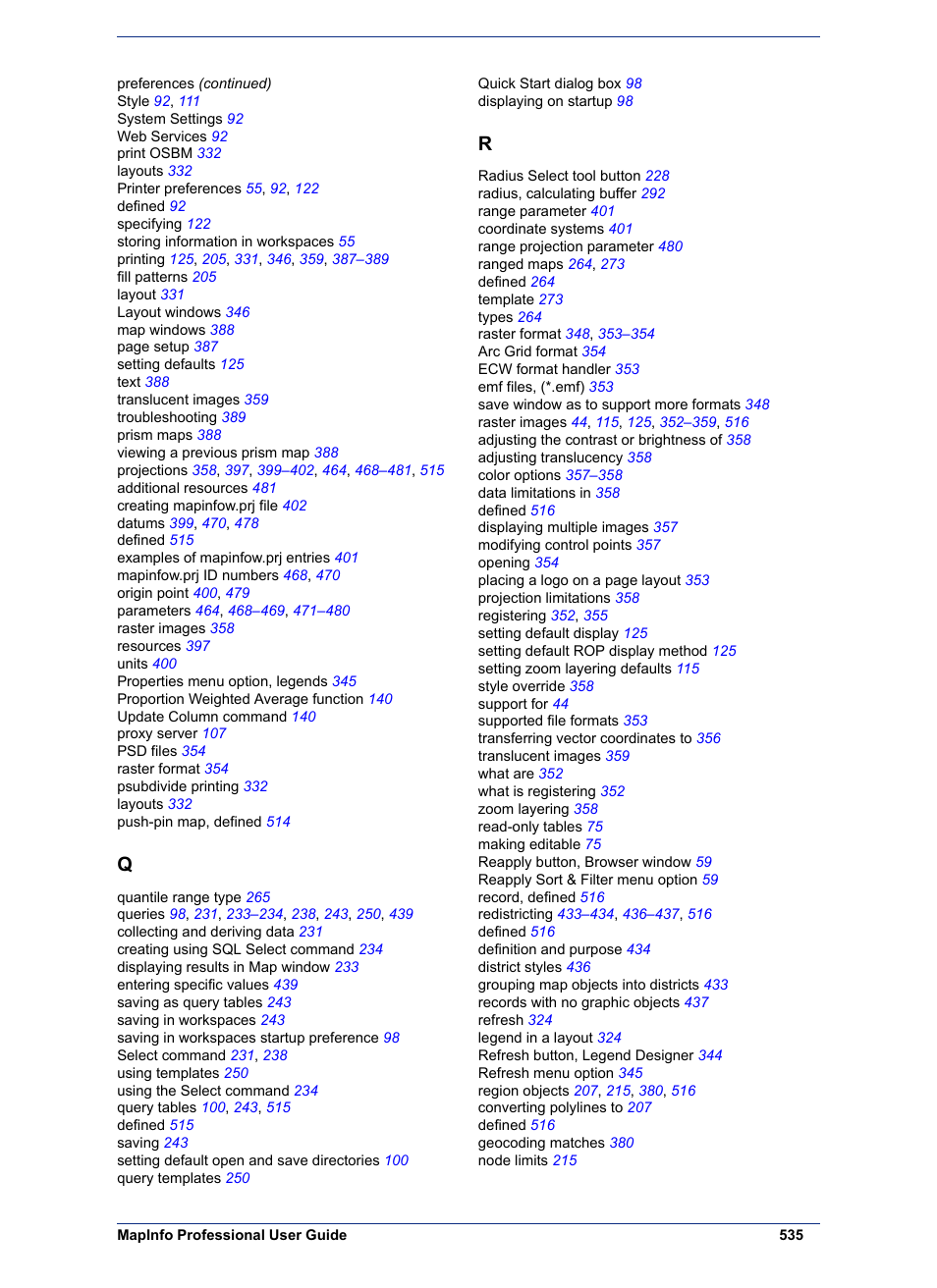 Pitney Bowes MapInfo Professional User Manual | Page 535 / 540