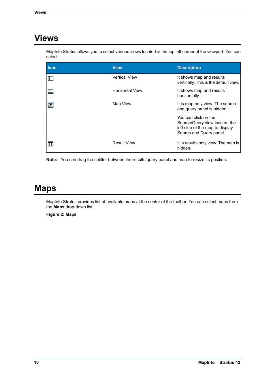 Views, Maps | Pitney Bowes MapInfo Stratus User Manual | Page 10 / 48