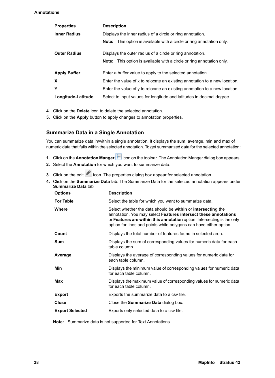 Summarize data in a single annotation | Pitney Bowes MapInfo Stratus User Manual | Page 38 / 48