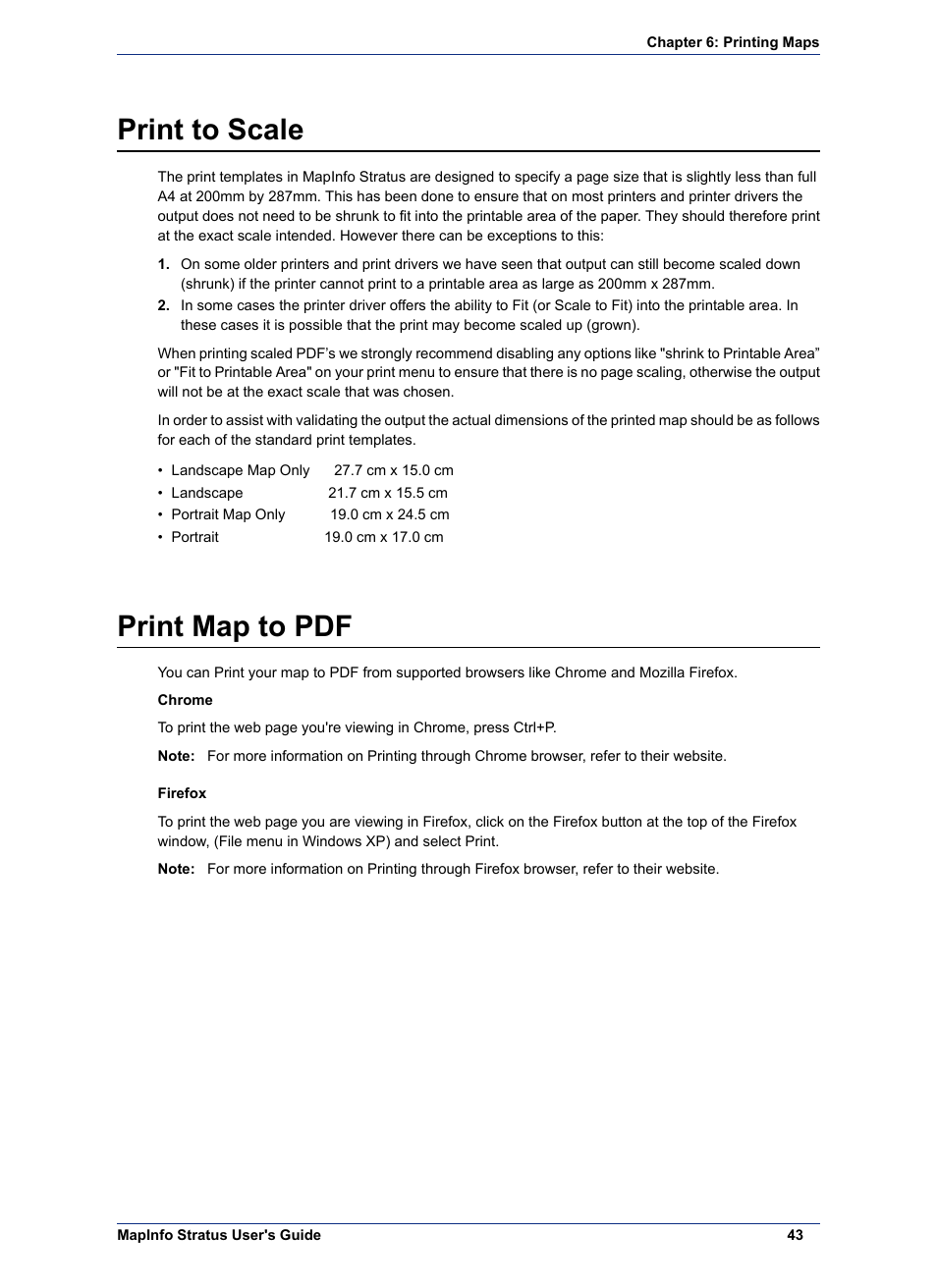 Print to scale, Print map to pdf | Pitney Bowes MapInfo Stratus User Manual | Page 43 / 48