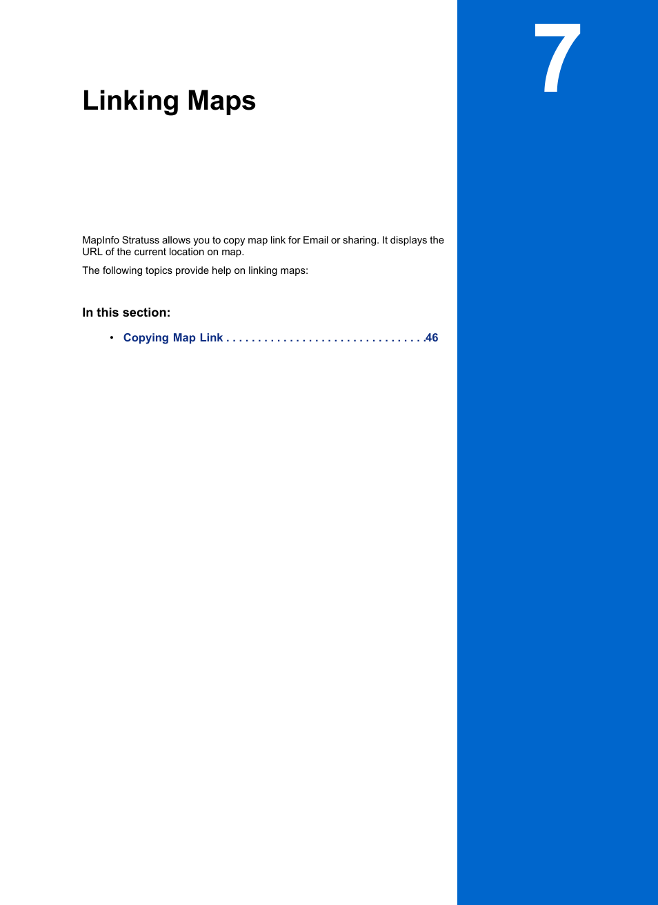Linking maps, Chapter 7: linking maps | Pitney Bowes MapInfo Stratus User Manual | Page 45 / 48