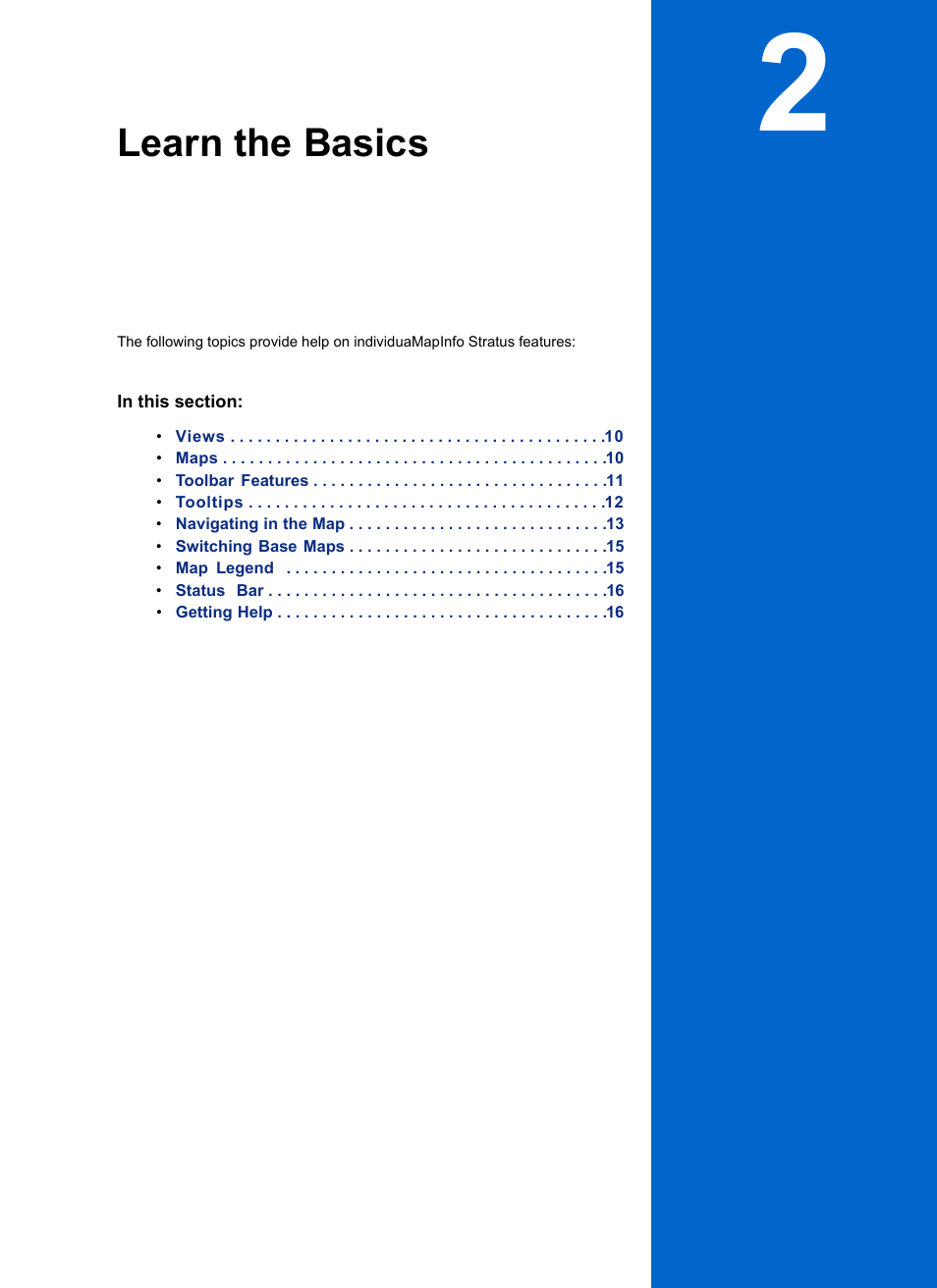 Learn the basics, Chapter 2: learn the basics | Pitney Bowes MapInfo Stratus User Manual | Page 9 / 48