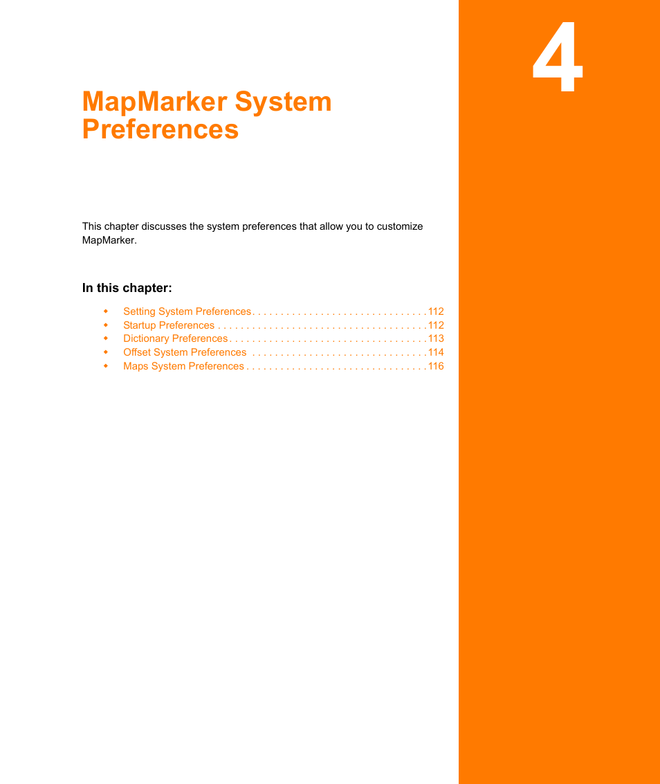 Mapmarker system preferences, Chapter 4: mapmarker system preferences | Pitney Bowes MapMarker USA User Manual | Page 111 / 334