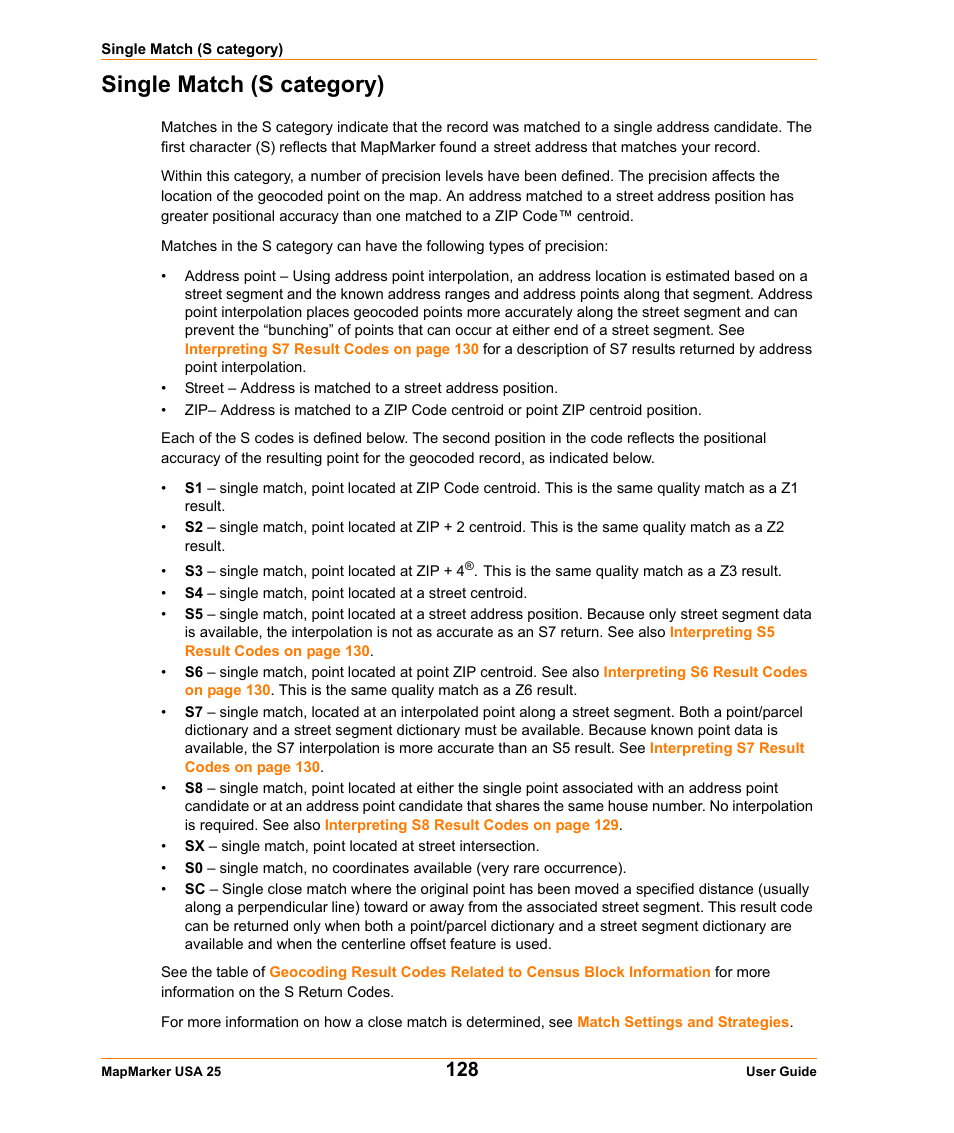 Single match (s category) | Pitney Bowes MapMarker USA User Manual | Page 128 / 334