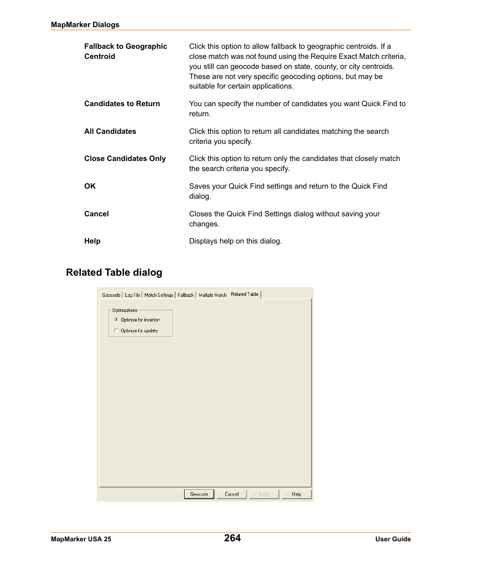 Related table dialog | Pitney Bowes MapMarker USA User Manual | Page 264 / 334