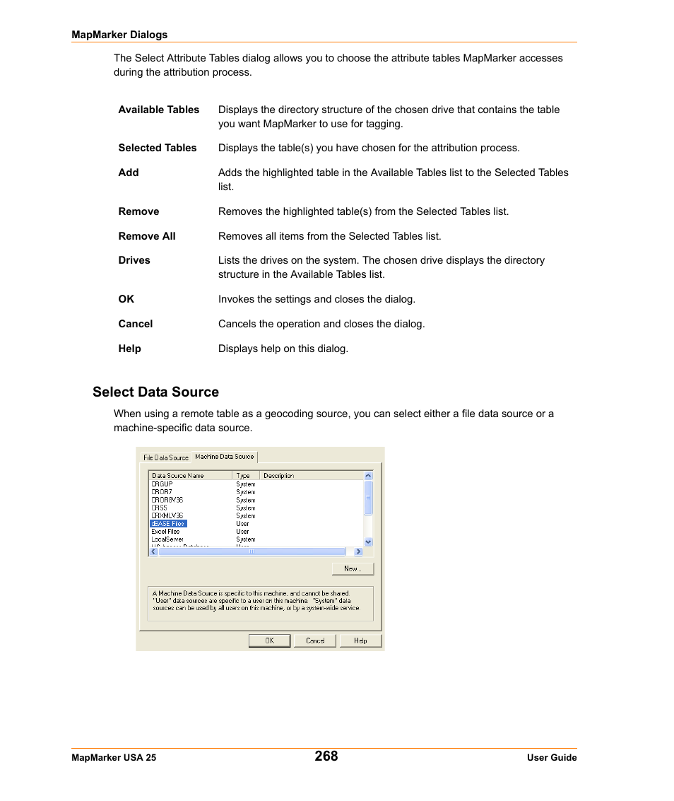 Select data source | Pitney Bowes MapMarker USA User Manual | Page 268 / 334
