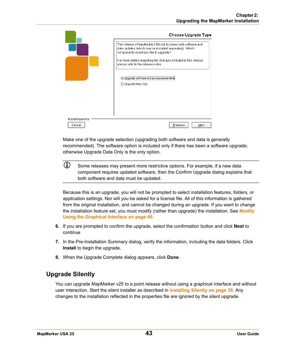 Upgrade silently | Pitney Bowes MapMarker USA User Manual | Page 43 / 334