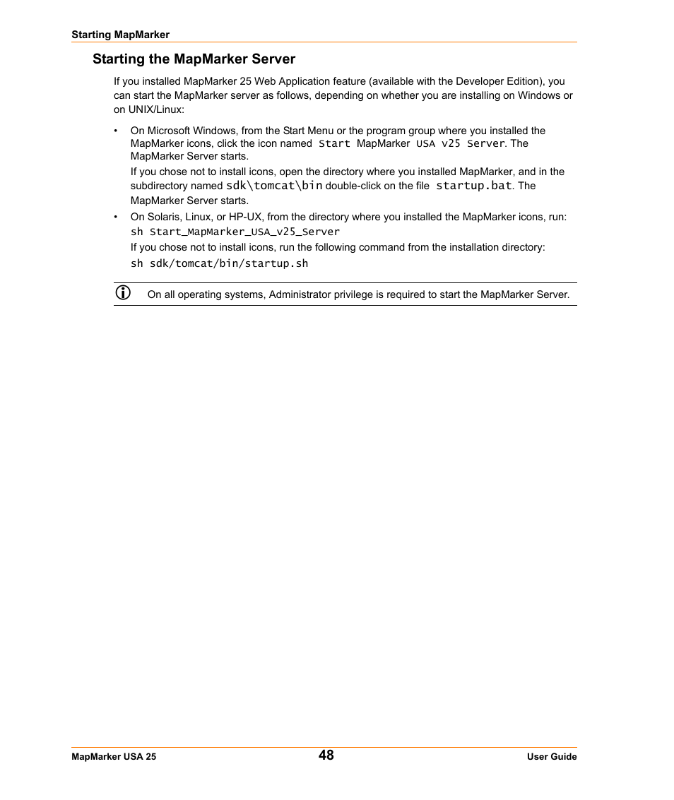 Starting the mapmarker server | Pitney Bowes MapMarker USA User Manual | Page 48 / 334