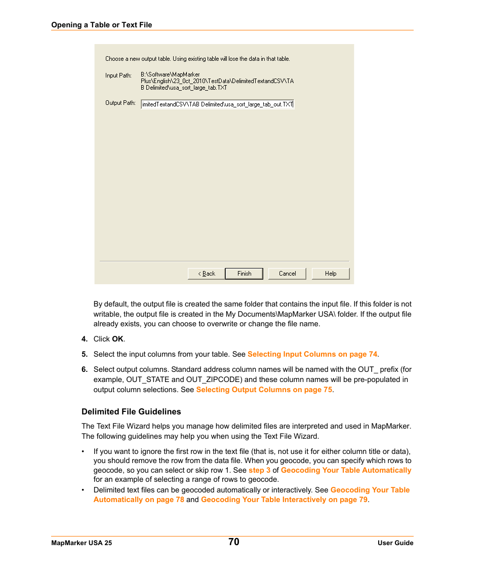 Delimited file guidelines | Pitney Bowes MapMarker USA User Manual | Page 70 / 334