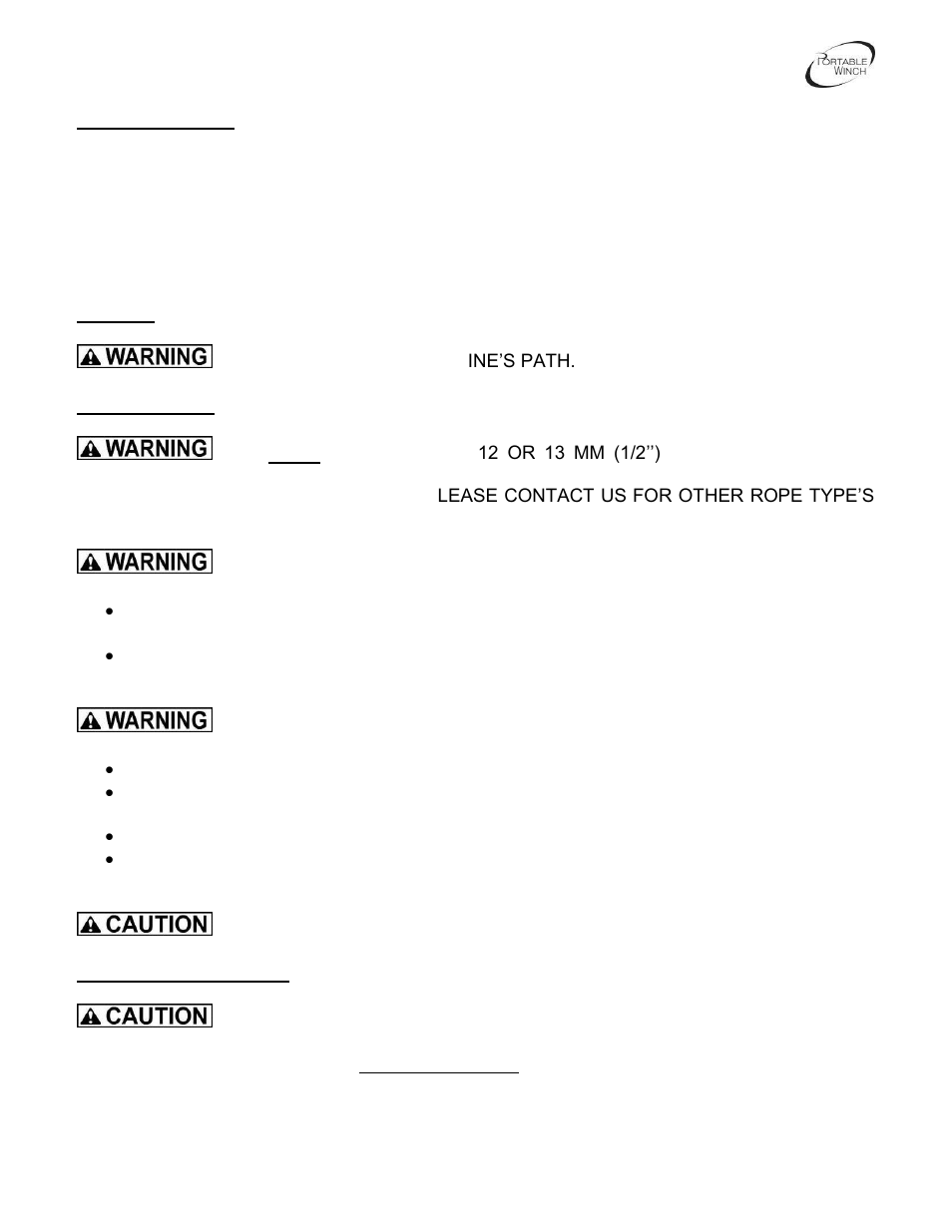 Portable Winch AC Electric pulling/lifting winch PCT1800-60Hz-P User Manual | Page 8 / 33