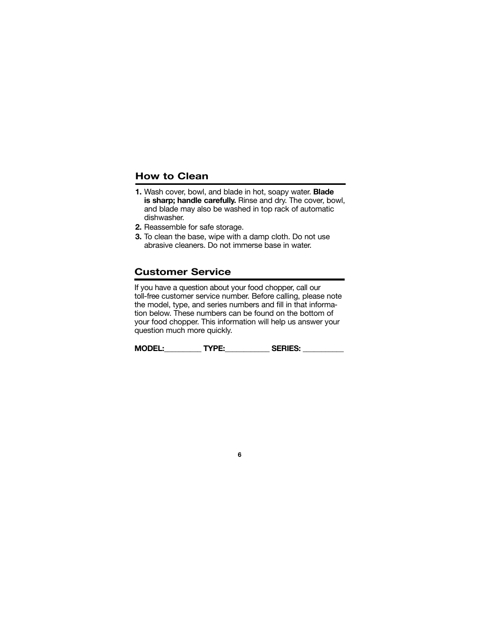 Proctor-Silex Food Chopper (black)-72507 User Manual | Page 6 / 24