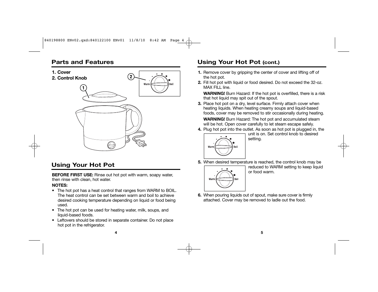 Proctor-Silex 32 Oz. Electric Hot Pot-45805 User Manual | Page 3 / 17