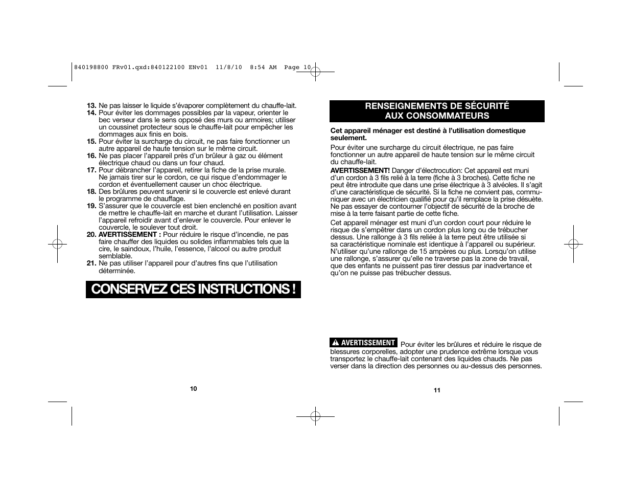 Conservez ces instructions | Proctor-Silex 32 Oz. Electric Hot Pot-45805 User Manual | Page 7 / 17