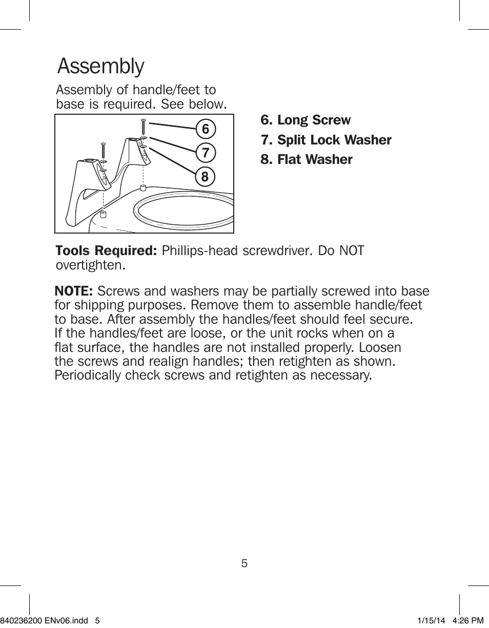 Assembly | Proctor-Silex Electric Skillet-38526 User Manual | Page 5 / 28