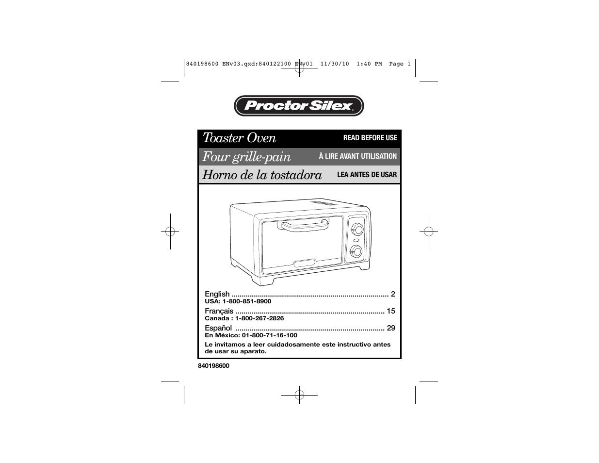 Proctor-Silex Toaster Oven (white)-31119 User Manual | 25 pages