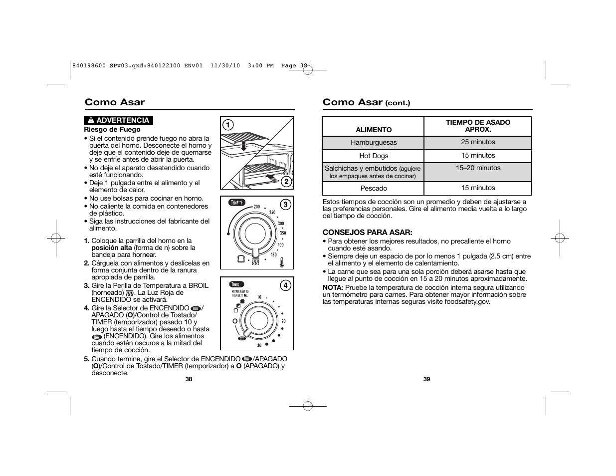 Como asar | Proctor-Silex Toaster Oven (white)-31119 User Manual | Page 22 / 25