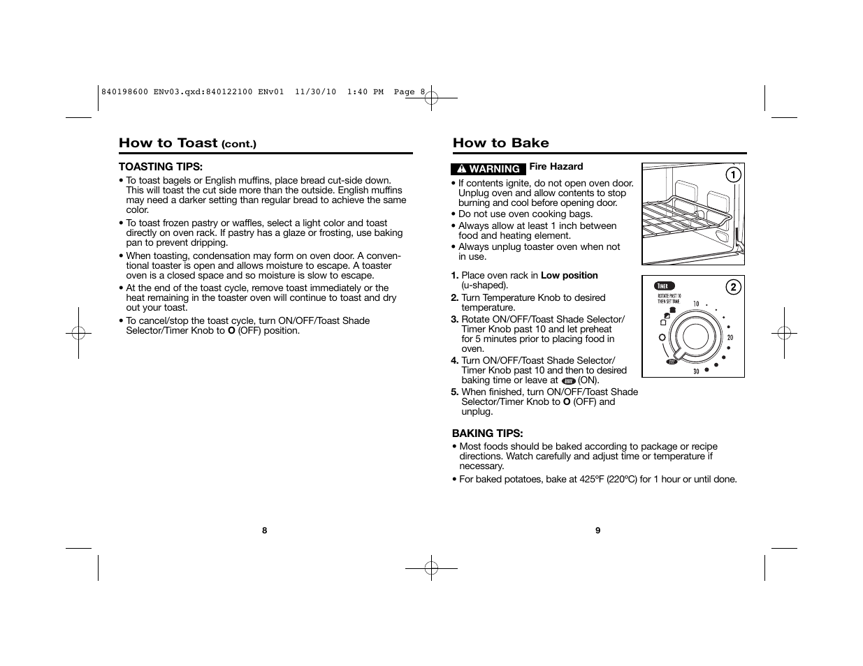 How to bake, How to toast | Proctor-Silex Toaster Oven (white)-31119 User Manual | Page 5 / 25