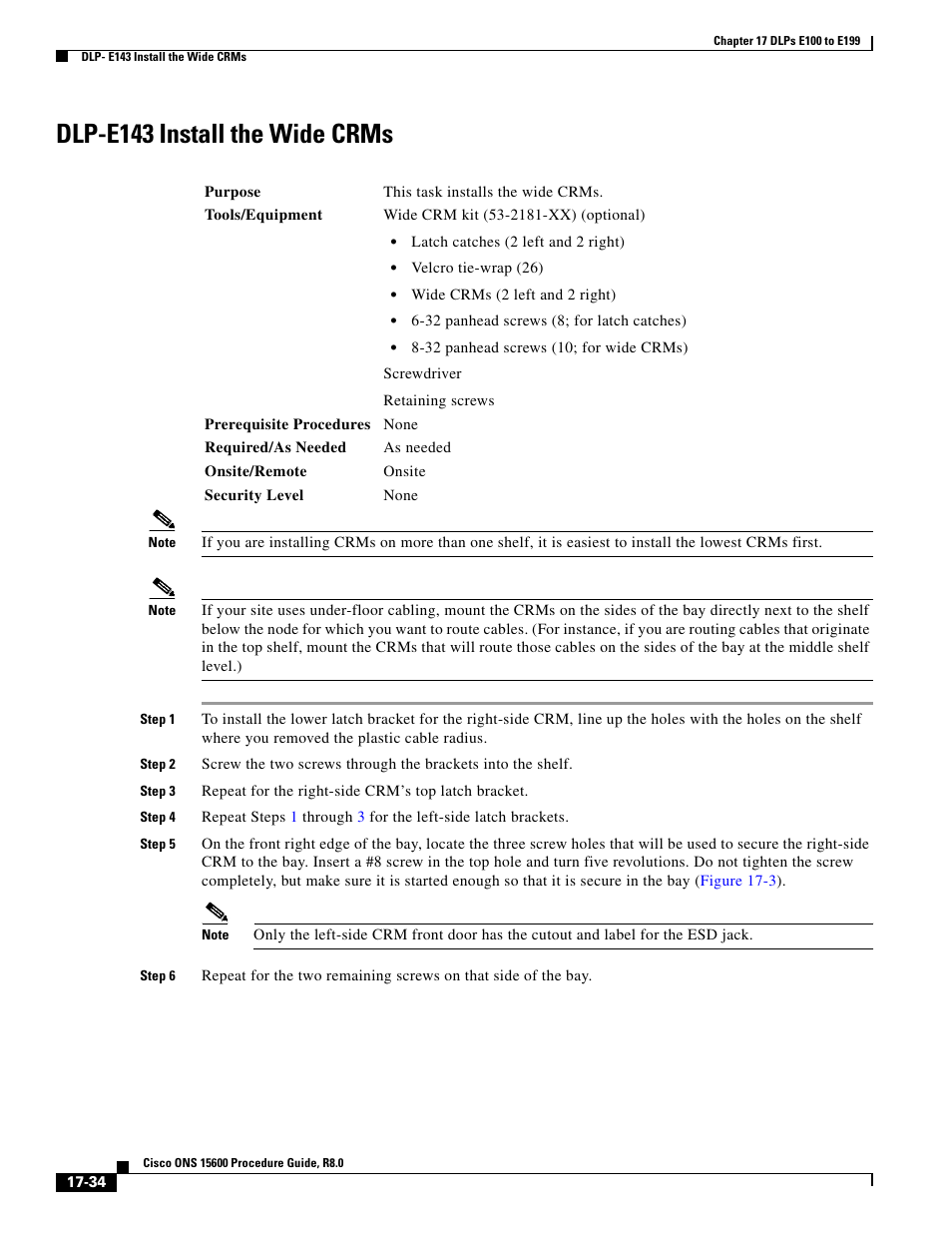 Dlp-e143 install the wide crms | Cisco 15600 User Manual | Page 34 / 78