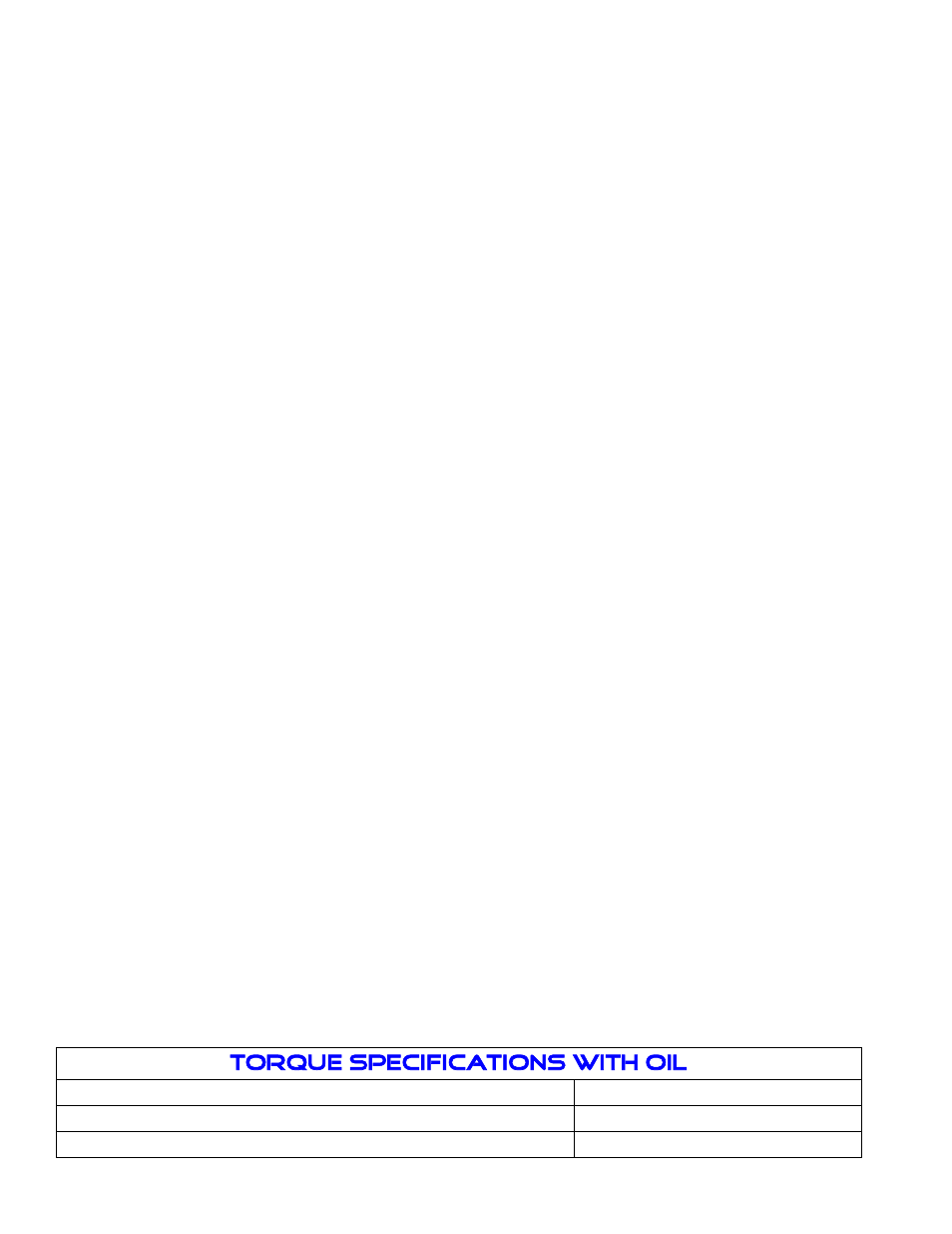 Torque specifications with oil | PRW 32-33 PQ Series Ford FE Shaft Mount Rocker  Rev 1-9 User Manual | Page 3 / 4