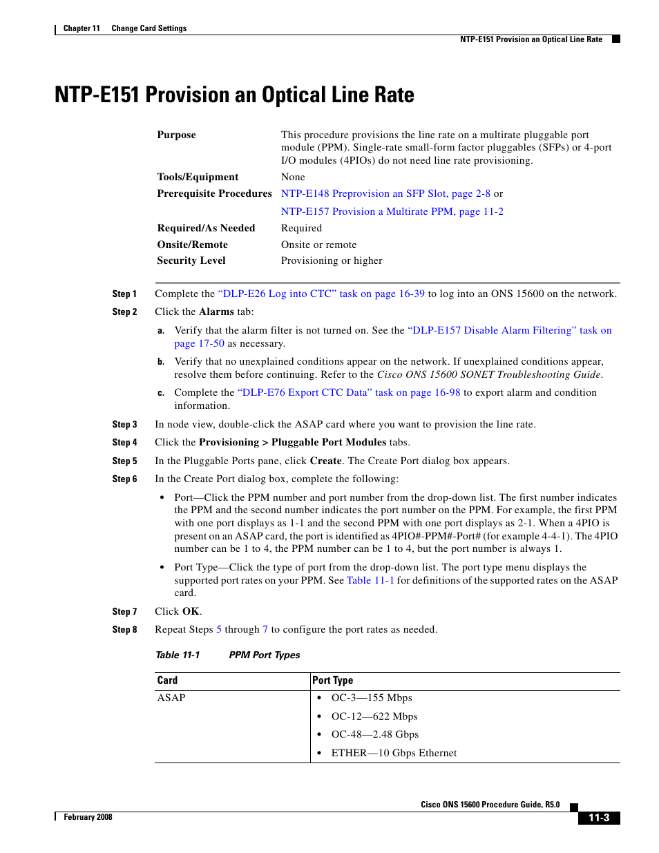 Comp, Ntp-e151 provision an optical line rate | Cisco ONS 15600 User Manual | Page 3 / 14