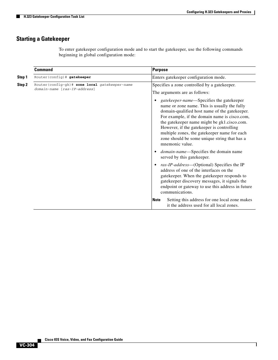 Starting a gatekeeper | Cisco H.323 VC-289 User Manual | Page 16 / 76