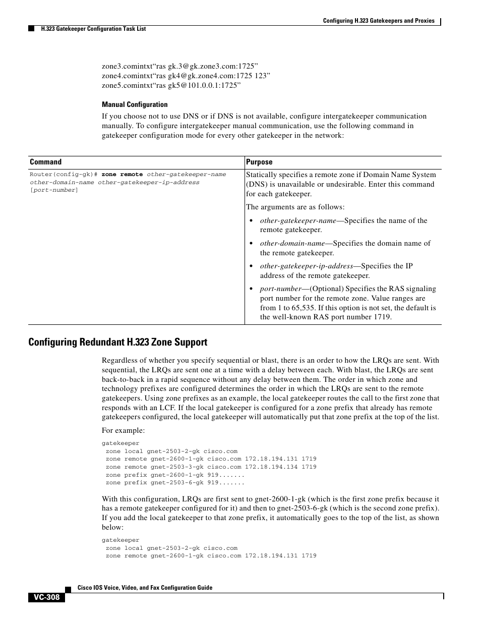 Configuring redundant h.323 zone support | Cisco H.323 VC-289 User Manual | Page 20 / 76