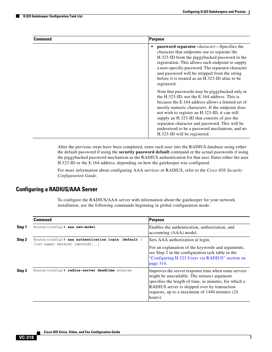 Configuring a radius/aaa server | Cisco H.323 VC-289 User Manual | Page 30 / 76