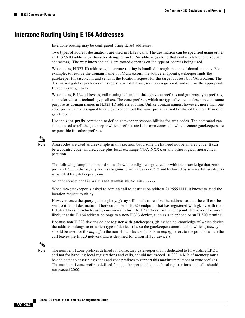 Interzone routing using e.164 addresses | Cisco H.323 VC-289 User Manual | Page 6 / 76