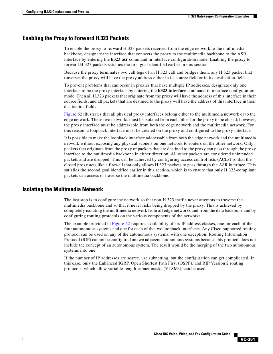 Enabling the proxy to forward h.323 packets, Isolating the multimedia network | Cisco H.323 VC-289 User Manual | Page 63 / 76